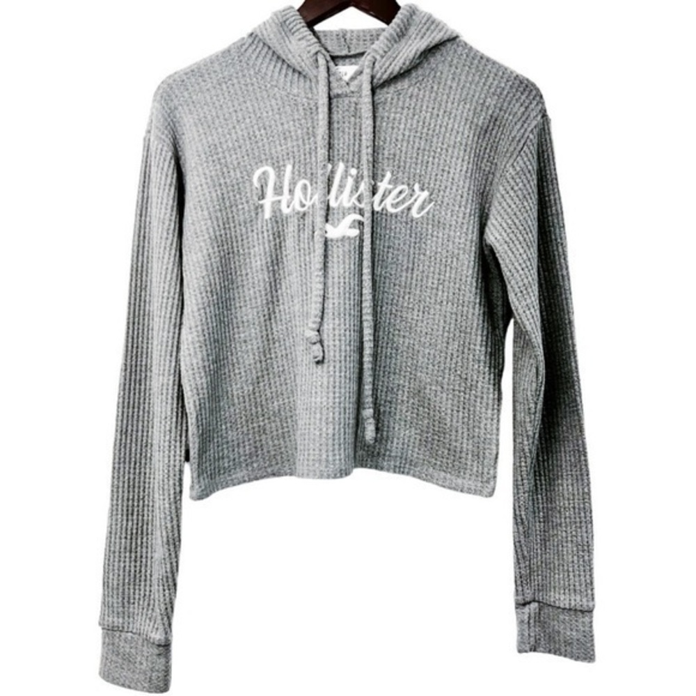 Hollister | Gray Waffle Knit Logo Hoodie